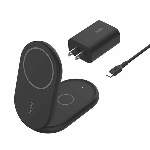 WIZ028ttBK BoostCharge 2-in-1 Magnetic Foldable Wireless Charger with Qi2 15W Black