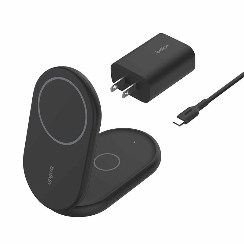 WIZ028ttBK BoostCharge 2-in-1 Magnetic Foldable Wireless Charger with Qi2 15W Black