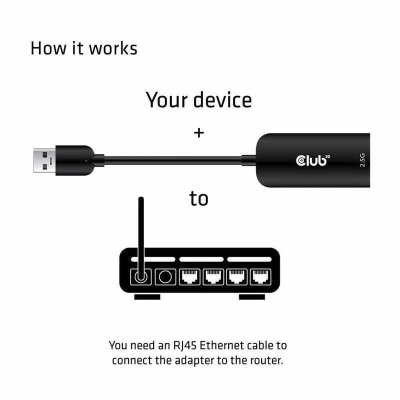 CAC1420 USB 3.1 Gen 1 to RJ45 2.5GB Ethernet Adapter Black