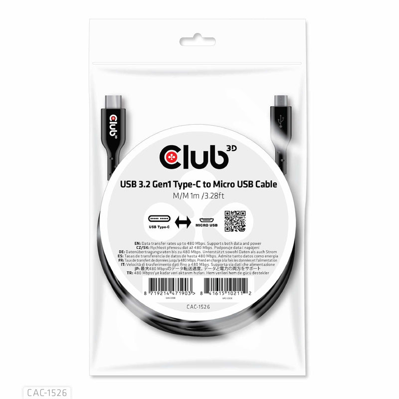 CAC1526 USB-C 3.2 Gen1 to Micro USB Cable M/M 1m/3.28ft Black
