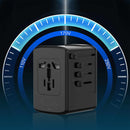 Bulk Packaging Universal International Travel Charger 2 USB-A & 3 Type C Ports 5.8A Output with Nylon Pouch Black