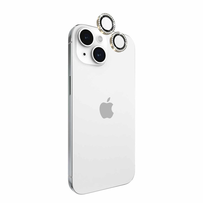 KS053074 Aluminum Ring Lens Protector iPhone 15/15 Plus Set In Stone Gold