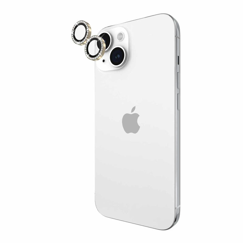 KS053074 Aluminum Ring Lens Protector iPhone 15/15 Plus Set In Stone Gold