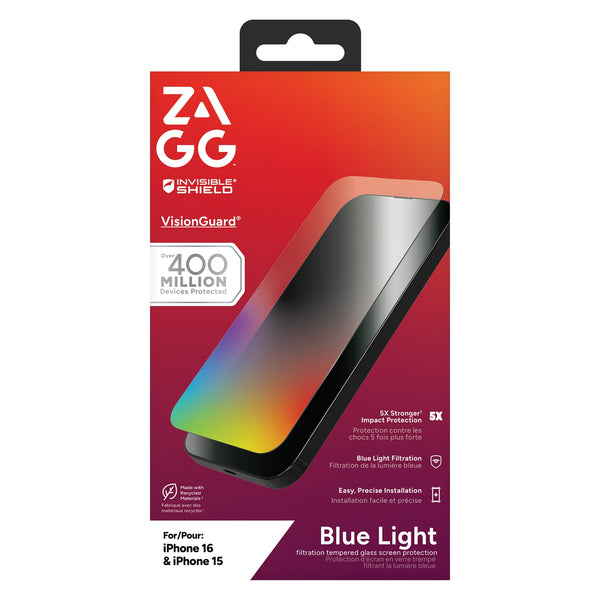 ZAGG InvisibleShield Glass Elite VisionGuard Screen Protector for iPhone 16/15