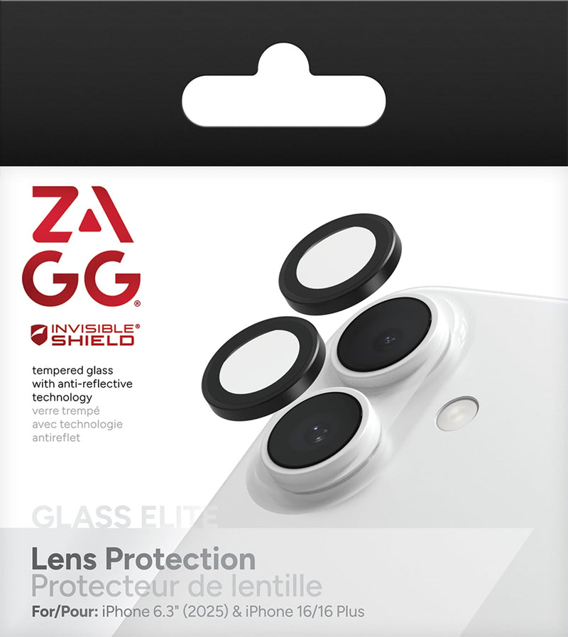 200118678 InvisibleShield Glass Elite Anti-Reflective Lens Protector iPhone 17/16/16 Plus Black