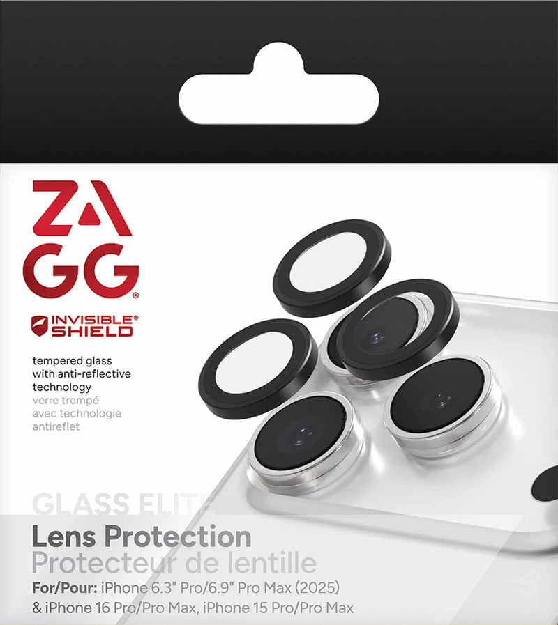 200118680 InvisibleShield Glass Elite Anti-Reflective Lens Protector iPhone 17 Pro/17 Pro Max/iPhone 16 Pro Max/16 Pro/15 Pro Max/15 Pro Black