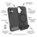 Blu Element Armour Ultra MagSafe w/Kickstand Case Black for iPhone 17