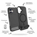 Blu Element Armour Ultra MagSafe w/Kickstand Case Black for iPhone 16