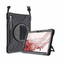 Bulk Packaging Rugged Case with Kickstand/Hand Strap and Shoulder Strap Black for Samsung Galaxy Tab S7