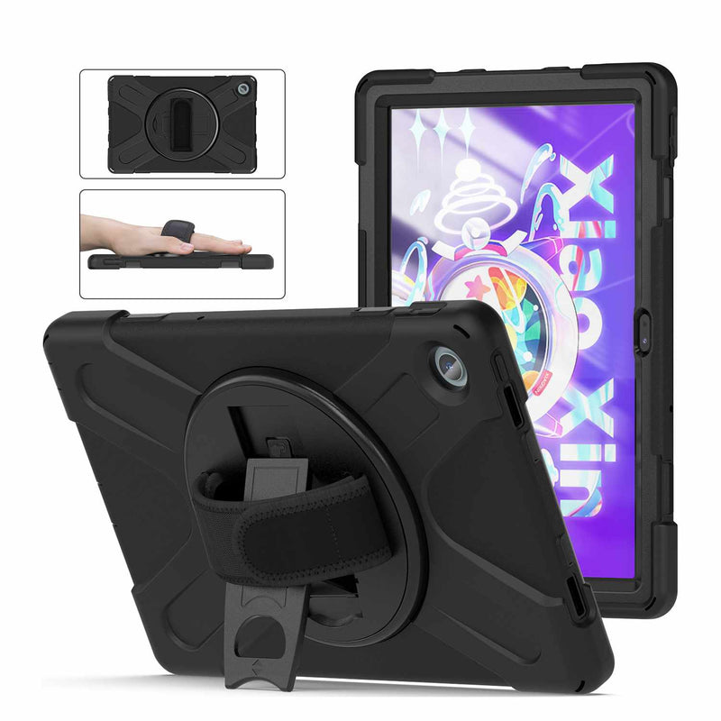 Bulk Packaging Rugged Case wi/Built-In Screen Protector & Hand Strap Black for Lenovo Tab M10 Plus 3rd Gen 10.6"