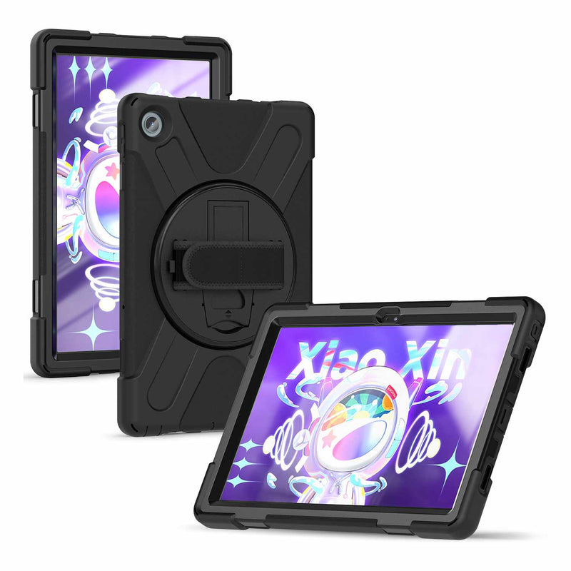 Bulk Packaging Rugged Case wi/Built-In Screen Protector & Hand Strap Black for Lenovo Tab M10 Plus 3rd Gen 10.6"