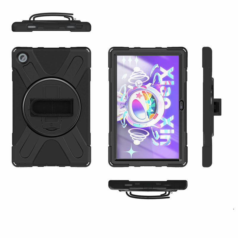 Bulk Packaging Rugged Case wi/Built-In Screen Protector & Hand Strap Black for Lenovo Tab M10 Plus 3rd Gen 10.6"