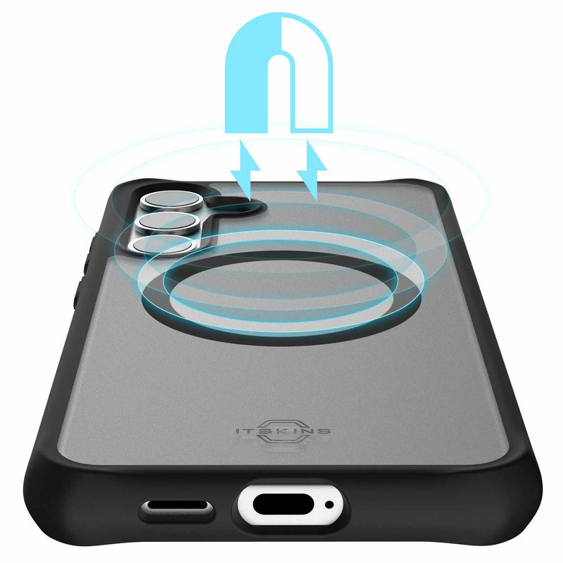 ITSKINS Hybrid_R Frost Case Black Compatible w/MagSafe for Samsung Galaxy S24+