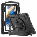 Bulk Packaging Rugged Case with Hand Strap & Shoulder Strap Clear Black for Samsung Galaxy Tab A8 10.5 2021