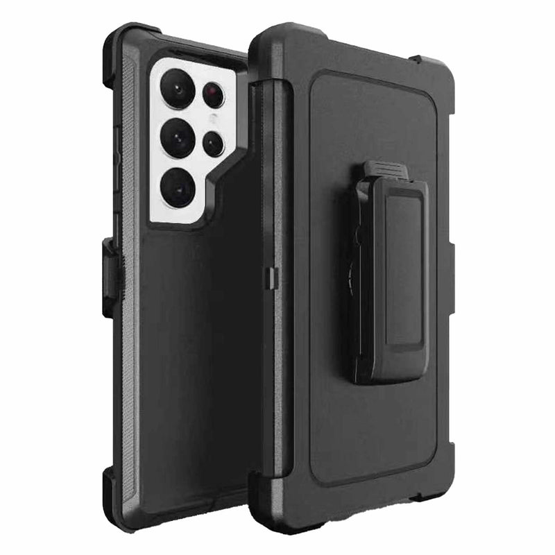 Bulk Packaging Rugged Case & Holster Combo Case Black for Samsung Galaxy S23 Ultra