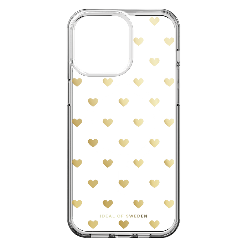 Ideal of Sweden Clear Mid MagSafe Case Golden Hearts for iPhone 15 Pro Max