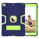 Bulk Packaging Rugged 3-Layer Protective Case with Kickstand Navy Blue/Lime Green for iPad 10.2 2021 9th Gen/10.2 2020 8th Gen/iPad 10.2 2019