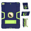 Bulk Packaging Rugged 3-Layer Protective Case with Kickstand Navy Blue/Lime Green for iPad 10.2 2021 9th Gen/10.2 2020 8th Gen/iPad 10.2 2019