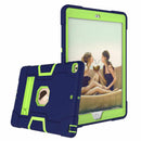 Bulk Packaging Rugged 3-Layer Protective Case with Kickstand Navy Blue/Lime Green for iPad 10.2 2021 9th Gen/10.2 2020 8th Gen/iPad 10.2 2019