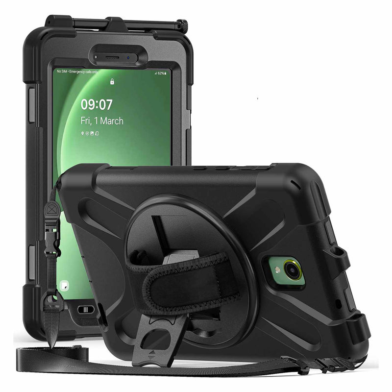 HYHDWSMX300SJPBK Heavy Duty Case with Kickstand/Hand & Shoulder Strap & Built-In Pet Screen Protector Galaxy Tab Active 5/Tab Active3 Black
