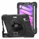 Bulk Packaging Heavy Duty Case w/Kickstand/Built-in Screen Protector/Hand & Shoulder Strap Black for iPad Mini 7/Mini 6