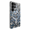 KS055952 Protective Case Compatible w/MagSafe Galaxy S25 Ultra Flowerbed Blue with Gems