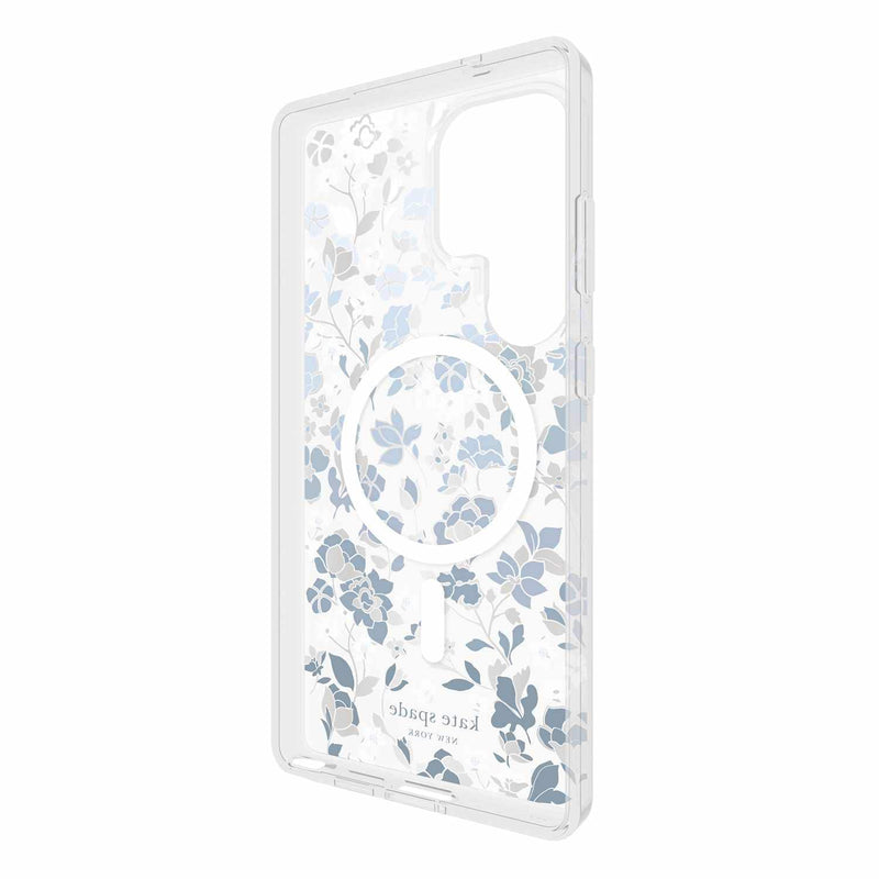 KS055952 Protective Case Compatible w/MagSafe Galaxy S25 Ultra Flowerbed Blue with Gems