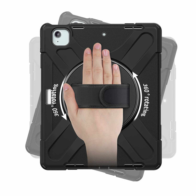 HYHDWIP13ASJPBKC Heavy Duty Case w/Kickstand/Built-in Screen Protector/Hand & Shoulder Strap iPad Pro 12.9 2022/2021/2020/2018/Air 13 2025/2024 Black with Customization