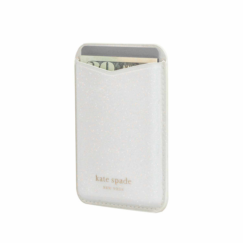 Kate Spade Magnetic Wallet Compatible with MagSafe White Glitter