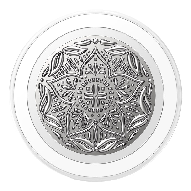 807539 PopGrip for MagSafe Round with Adapter Ring Enamel Silver Mandala