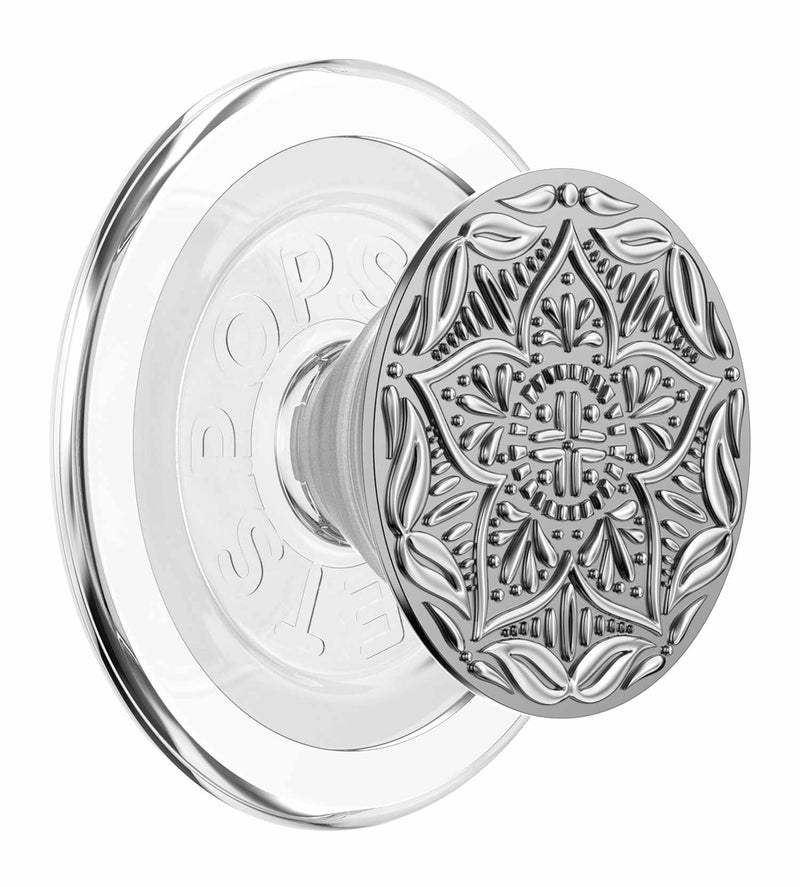 807539 PopGrip for MagSafe Round with Adapter Ring Enamel Silver Mandala