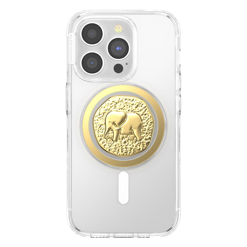 PopSockets PopGrip for MagSafe Round with Adapter Ring Enamel Elephant Token