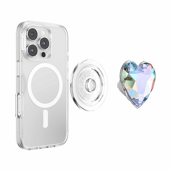 809056 PopGrip for MagSafe Round with Adapter Iridescent Dichroic Heart