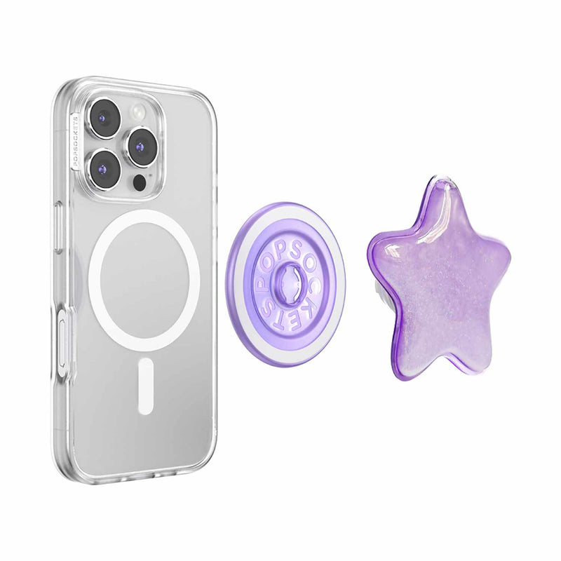 809059 PopGrip for MagSafe Round with Adapter Tidepool Star Squishy Lavender Fog