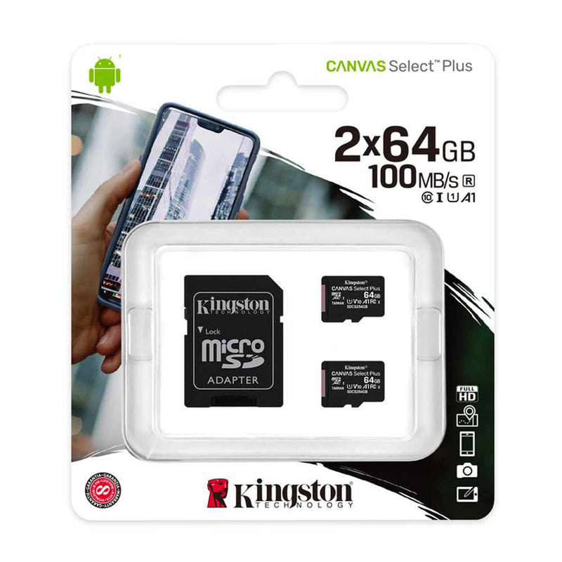 SDCS2/64GB2P1A 64GB microSDXC Class 10 Flash Memory Card 2 Pack Black