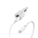 OtterBox Dual USB 12W Premium Car Charger with Lightning 4ft White