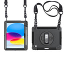 Bulk Packaging Rugged Case with Hand & Shoulder Strap Black for iPad 10.9 2022 (10th Gen)