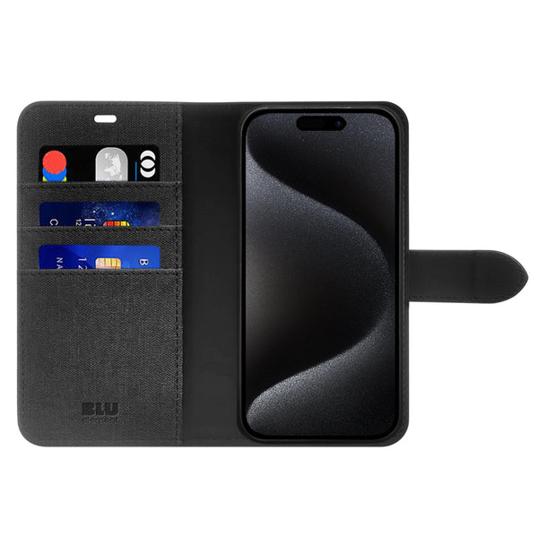 Blu Element Folio 2 in 1 w/MagSafe Case Black for iPhone 16