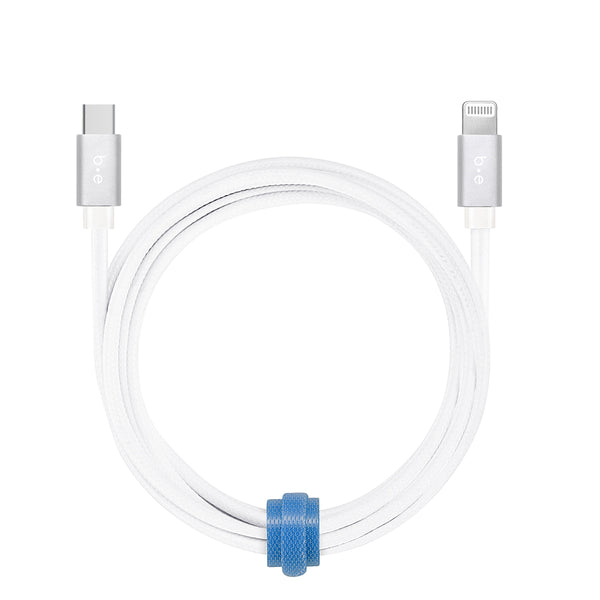 Blu Element Braided Charge/Sync USB-C to Lightning Cable 6ft White