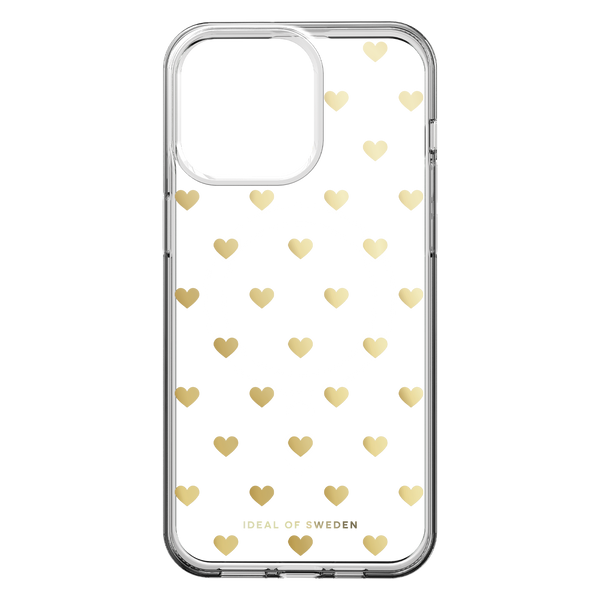 Ideal of Sweden Clear Mid MagSafe Case Golden Hearts for iPhone 15 Pro Max